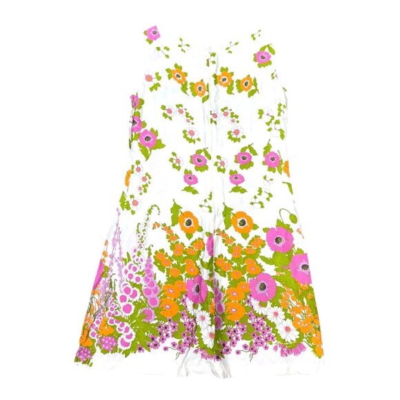 Vintage 1960 Janet Lynn Floral Print Sleeveless Dress Cotton Blend Spring Summer - Picture 3 of 5
